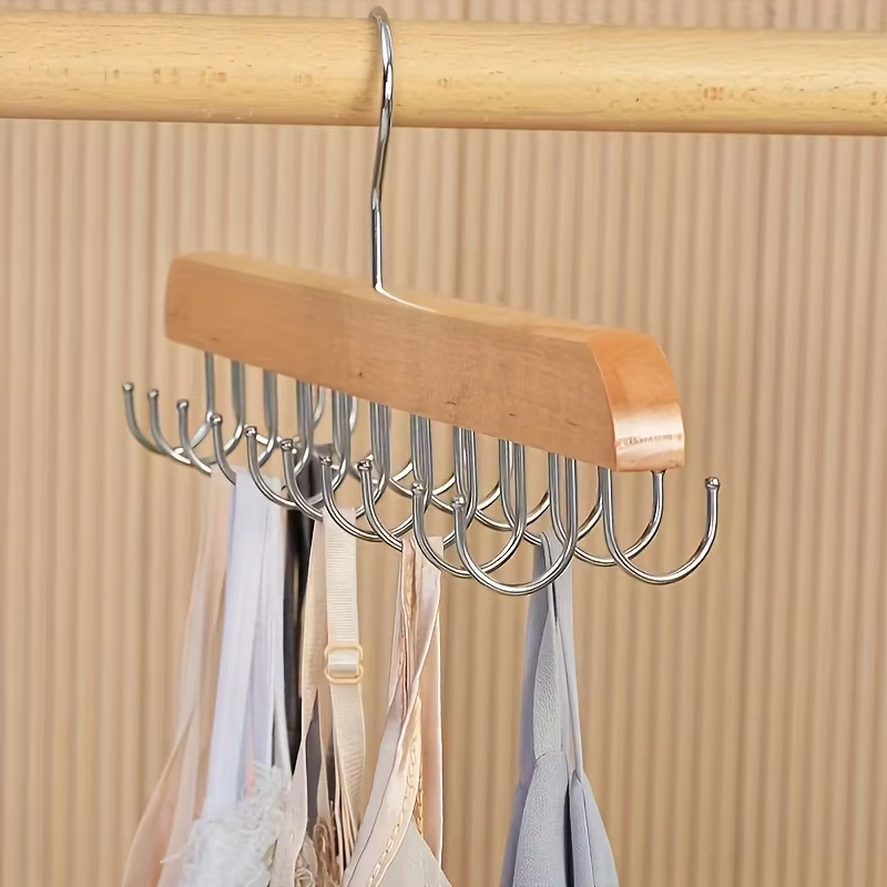 Men'S Accessories Organizer For Wardrobe - Wooden Tie Hangers Belt Rack Women