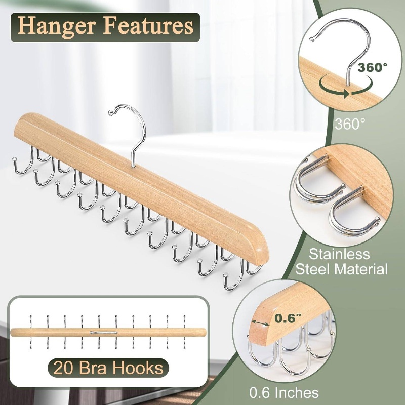 Men'S Accessories Organizer For Wardrobe - Wooden Tie Hangers Belt Rack Women