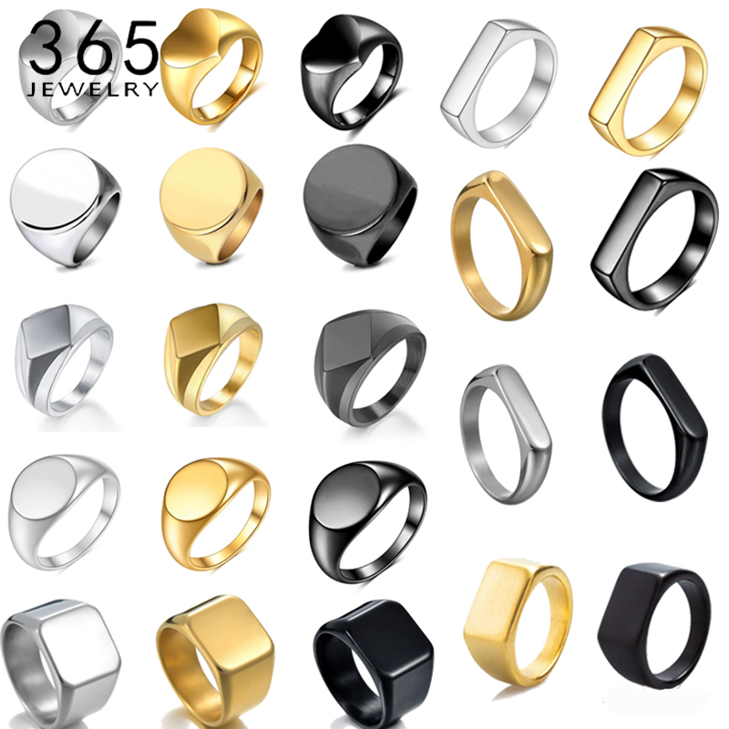 Signet Ring Men - 365 Stainless Steel Punk Rock Smooth