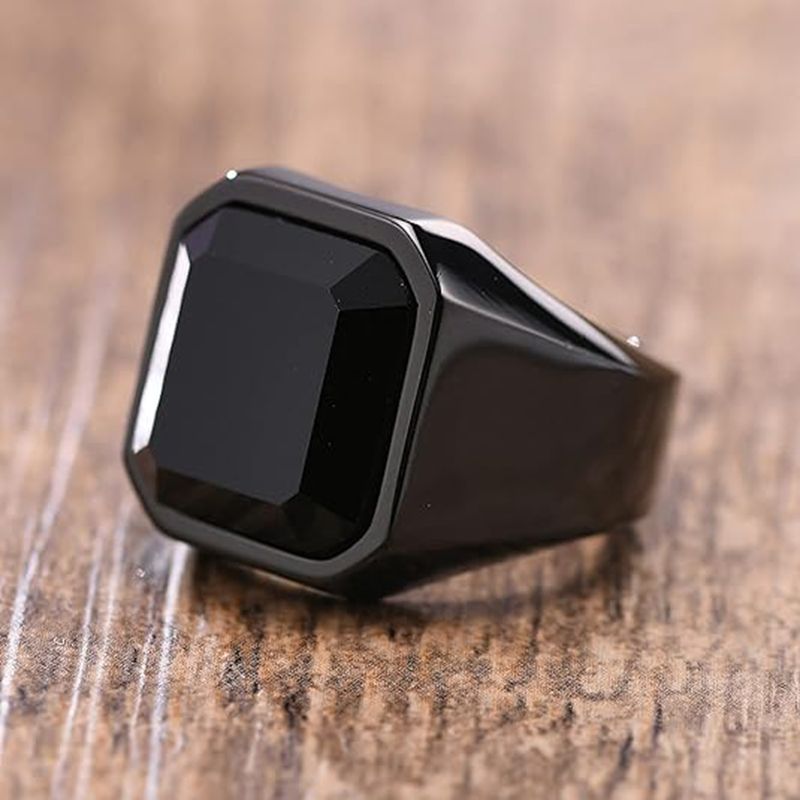 Man Ring Black Carnelian Signe - Signet Ring Men のレビューと価格