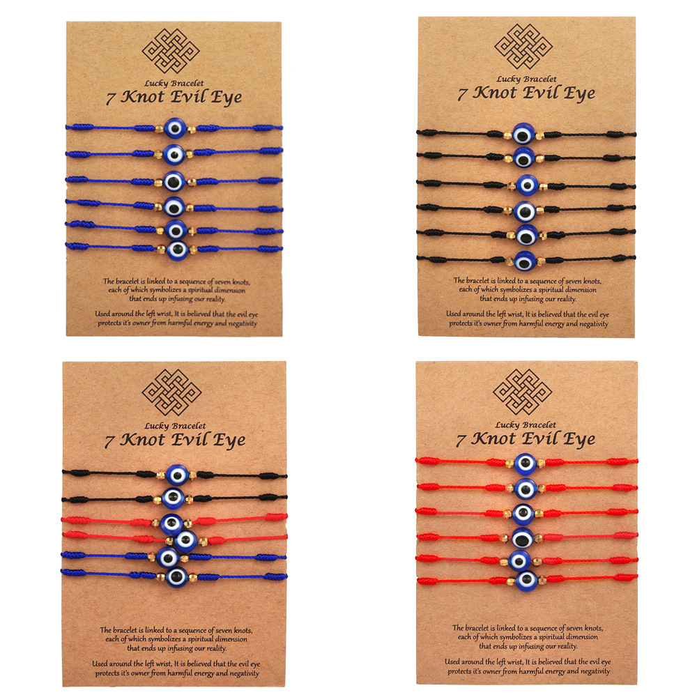 6Pcs Blue Evil Eye Bracelets S - Men Accessories Evil Eye のレビューと価格