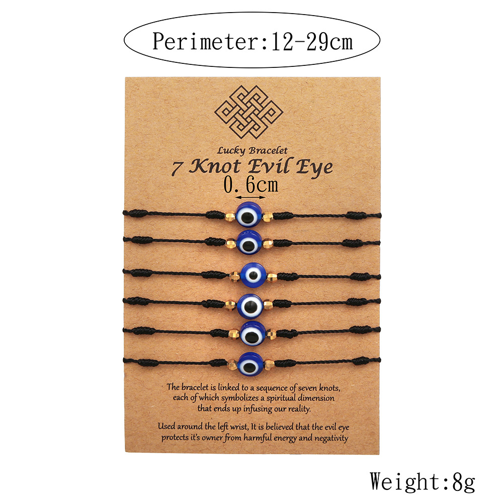 6Pcs Blue Evil Eye Bracelets S - Men Accessories Evil Eye のレビューと価格