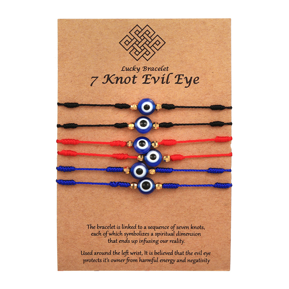 6Pcs Blue Evil Eye Bracelets S - Men Accessories Evil Eye のレビューと価格