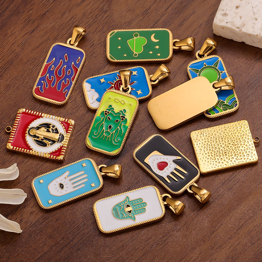5pcs Stainless Steel Enamel Ta - Men Accessories Evil Eye のレビューと価格