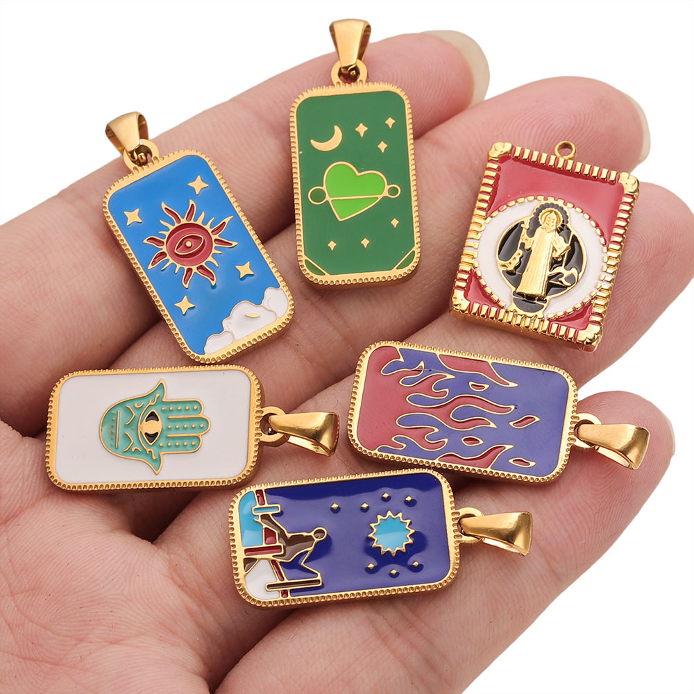 5pcs Stainless Steel Enamel Ta - Men Accessories Evil Eye のレビューと価格