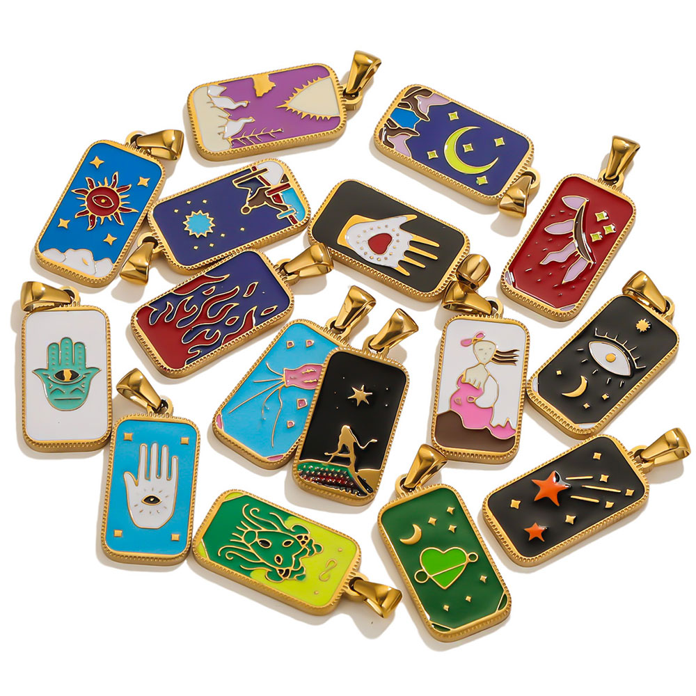5pcs Stainless Steel Enamel Ta - Men Accessories Evil Eye のレビューと価格