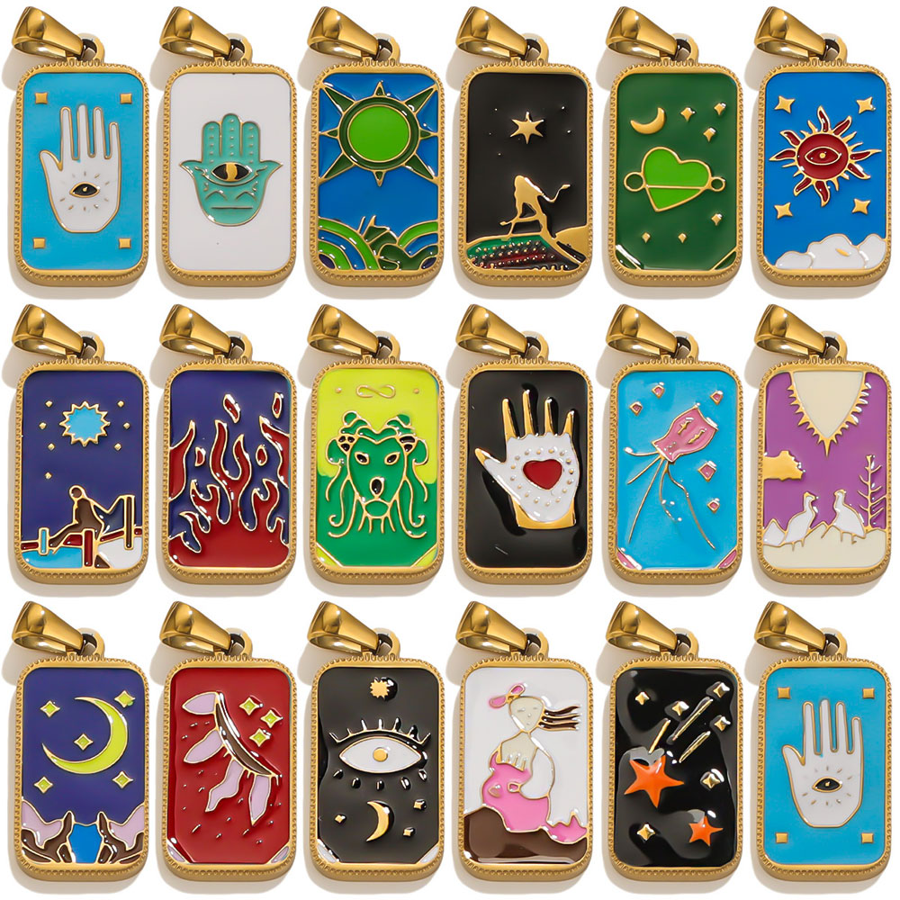 5pcs Stainless Steel Enamel Ta - Men Accessories Evil Eye のレビューと価格