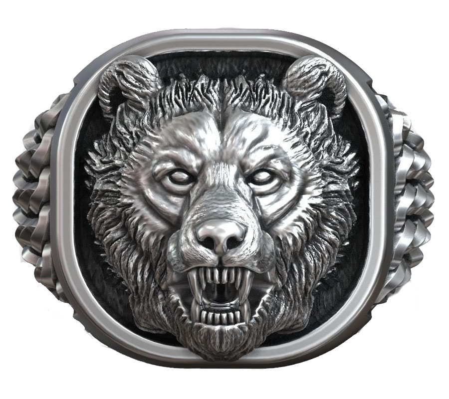 22g Viking Bear Head Nordic Or - Signet Ring Men のレビューと価格
