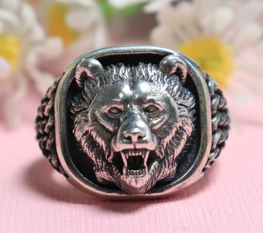 22g Viking Bear Head Nordic Or - Signet Ring Men のレビューと価格