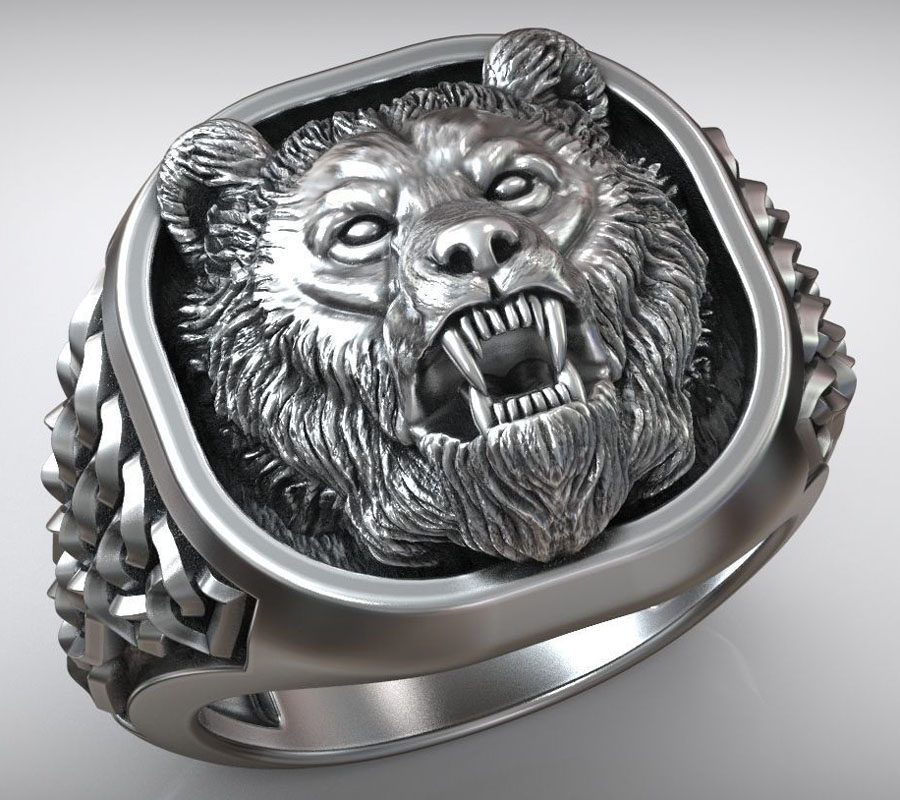 22g Viking Bear Head Nordic Or - Signet Ring Men のレビューと価格