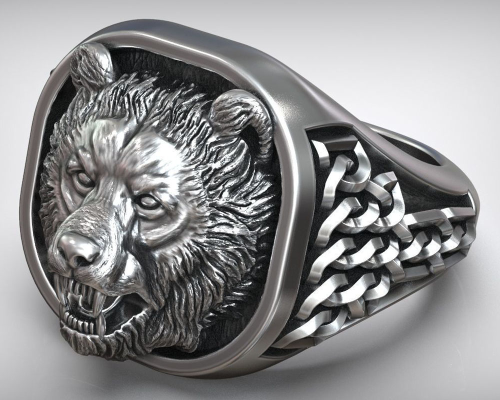 22g Viking Bear Head Nordic Or - Signet Ring Men のレビューと価格