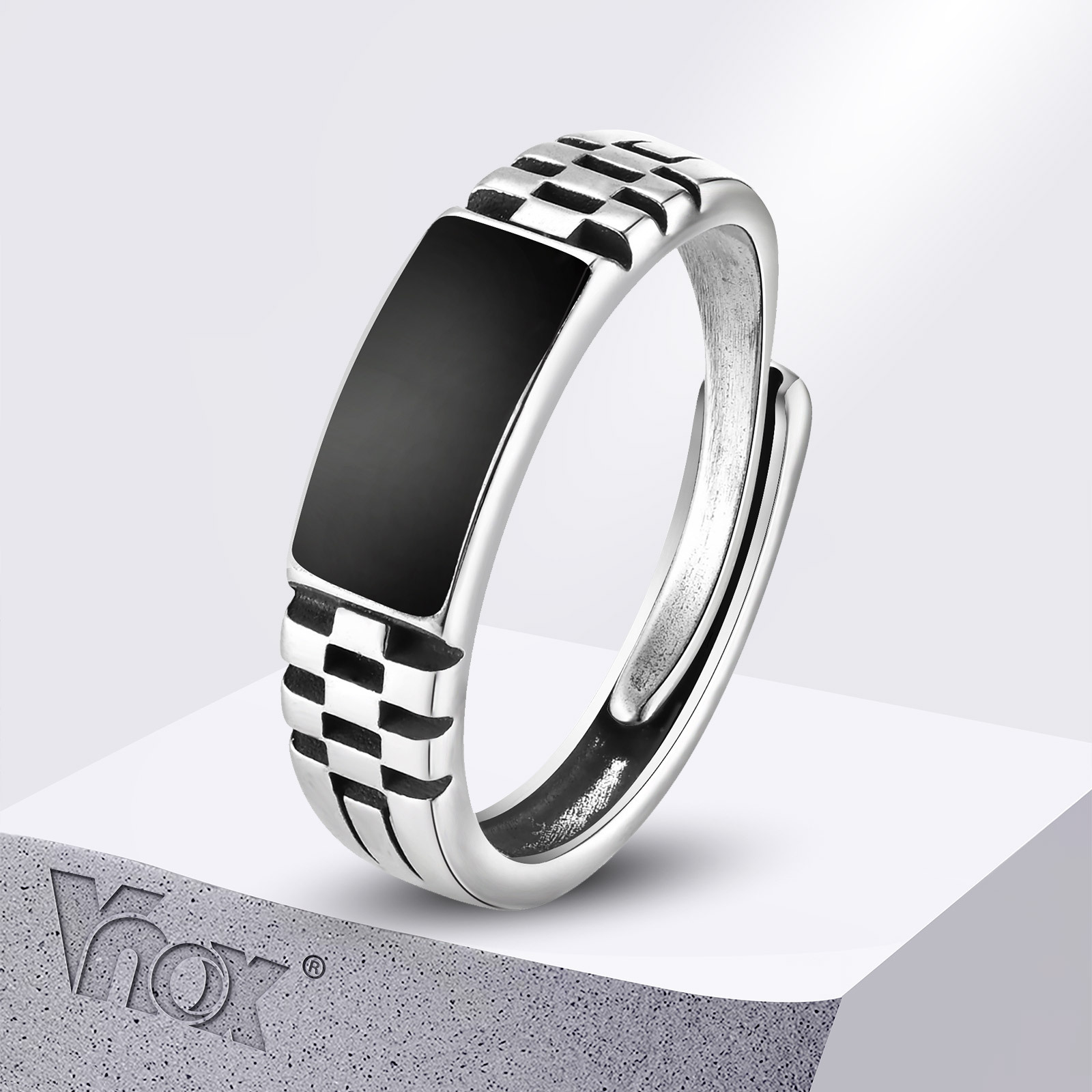 Vnox Mens Open Rings, Black En - Signet Ring Men のレビューと価格