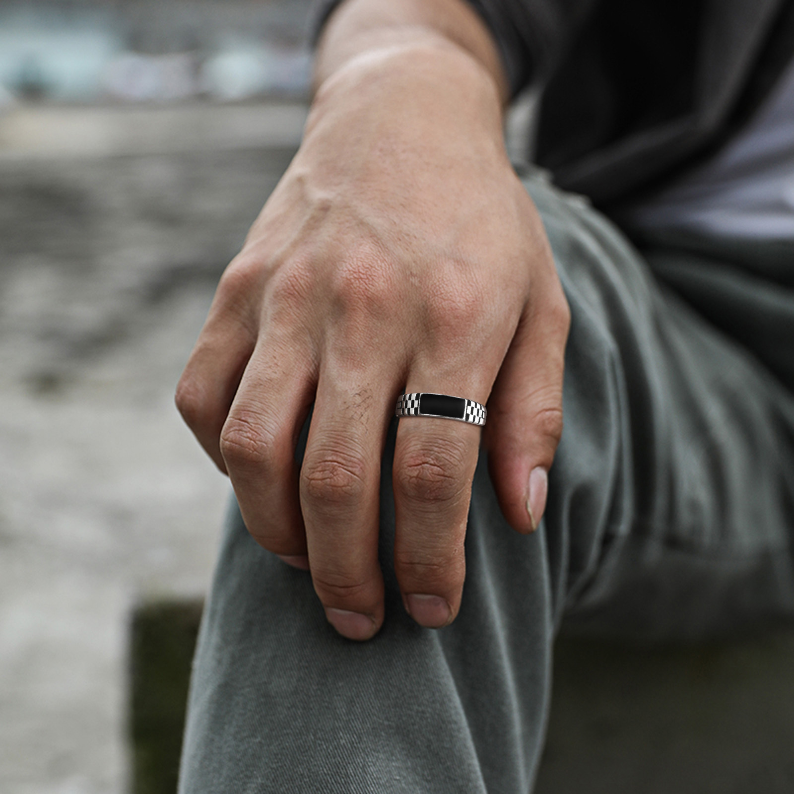 Vnox Mens Open Rings, Black En - Signet Ring Men のレビューと価格