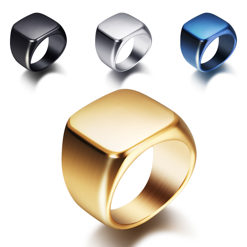 Free Engrave New Silver/Gold/B - Signet Ring Men のレビューと価格