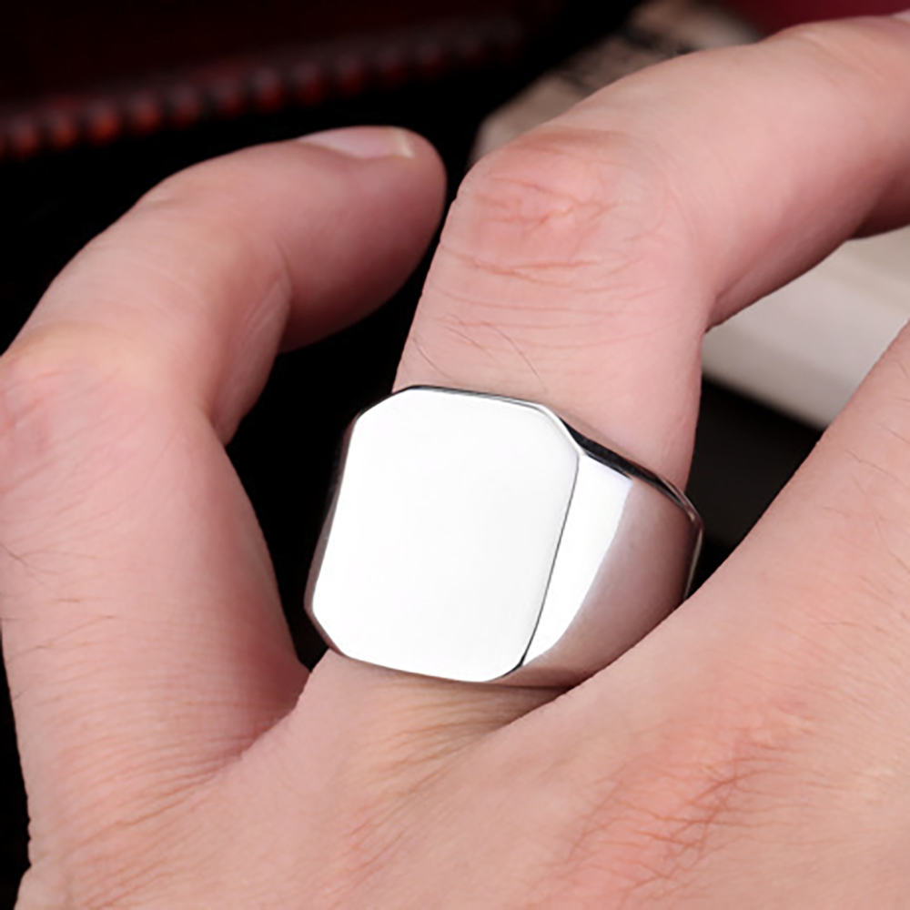 Free Engrave New Silver/Gold/B - Signet Ring Men のレビューと価格