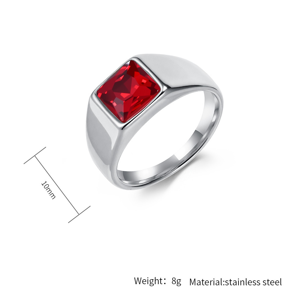 Stainless Steel Shinny Zircon  - Signet Ring Men のレビューと価格