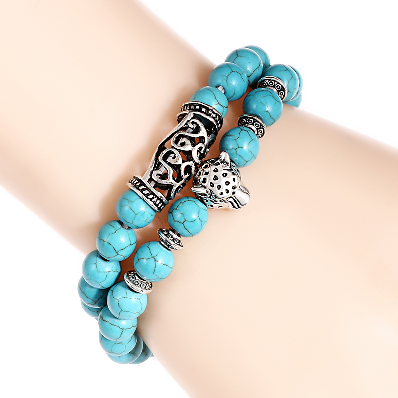 Premium 2Pcs/Set Leopard Beade - Men'S Vacation Accessories のレビューと価格