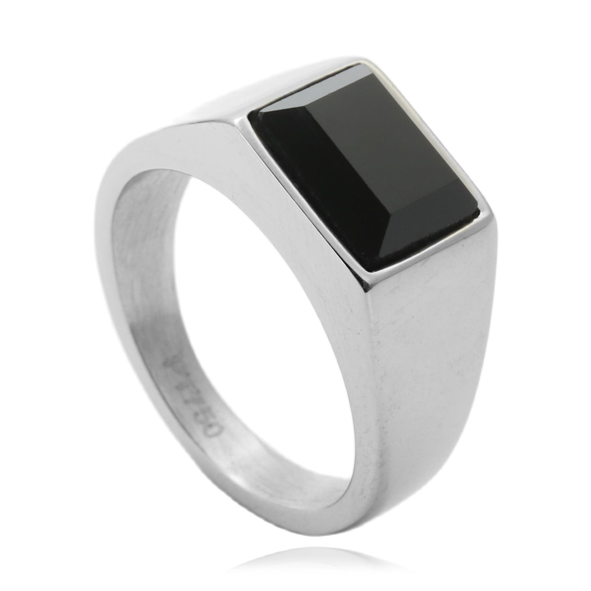5 pieces Square Mens Black Sto - Signet Ring Men のレビューと価格