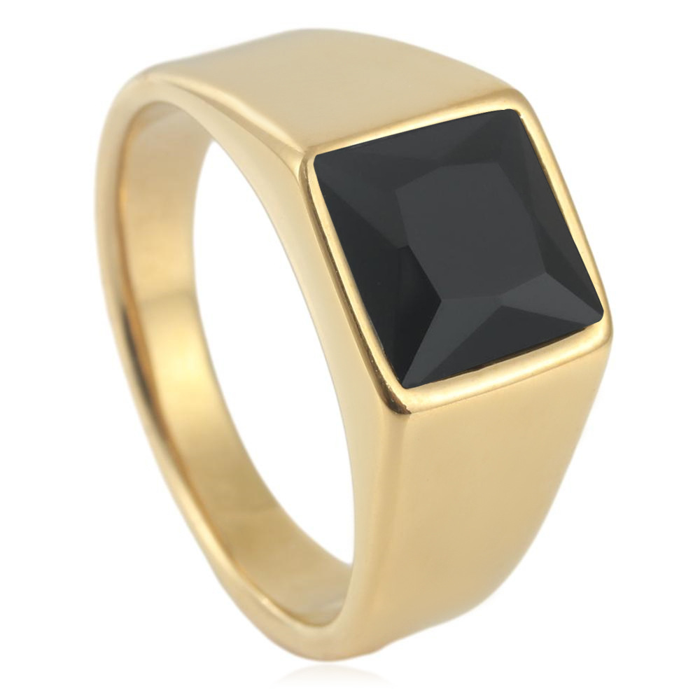 5 pieces Square Mens Black Sto - Signet Ring Men のレビューと価格