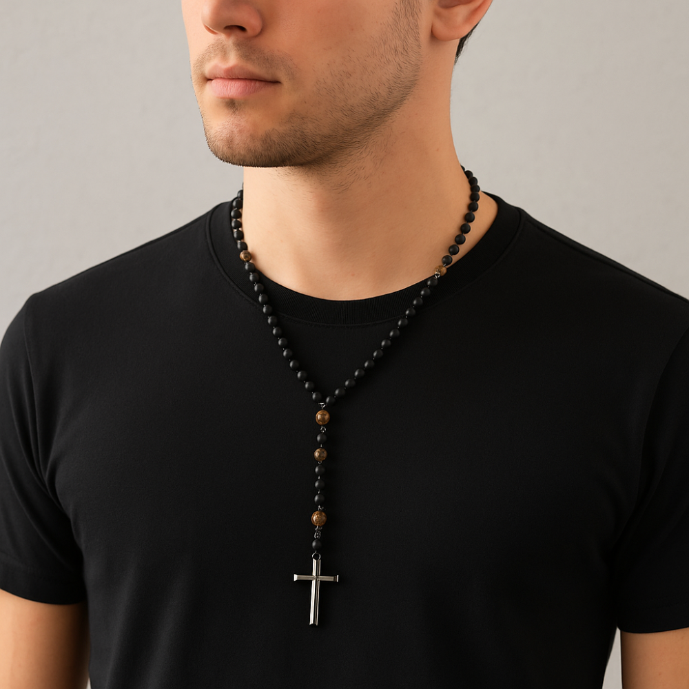 Chic Cross Pendant Beaded Long - Men'S Vacation Accessories のレビューと価格