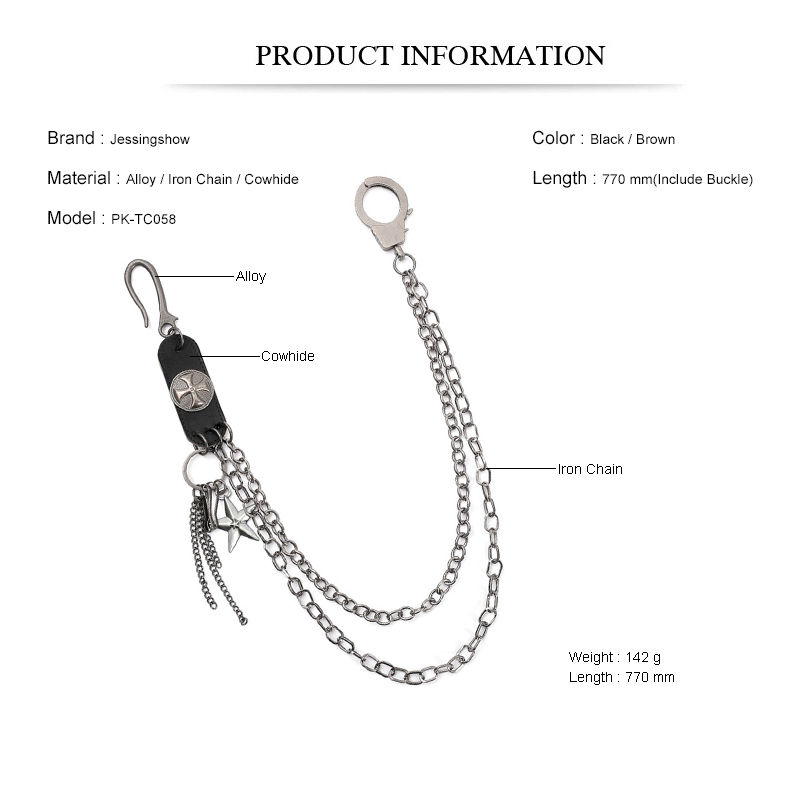 Punk Steet Cowhide Keychains C - Men Accessories Pk のレビューと価格