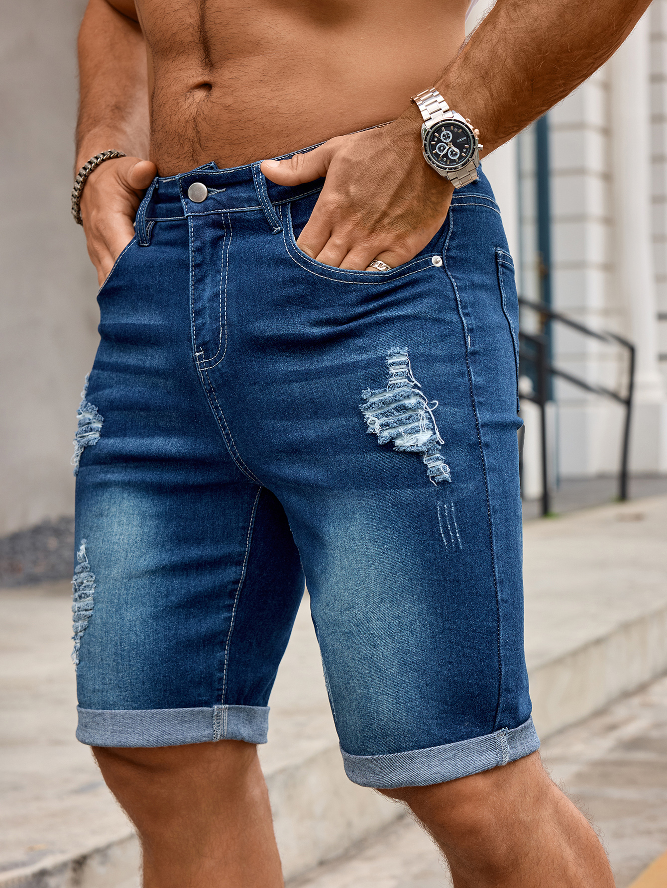 Men Denim Trousers Jeans Short - Men'S Accessories For Jeans のレビューと価格
