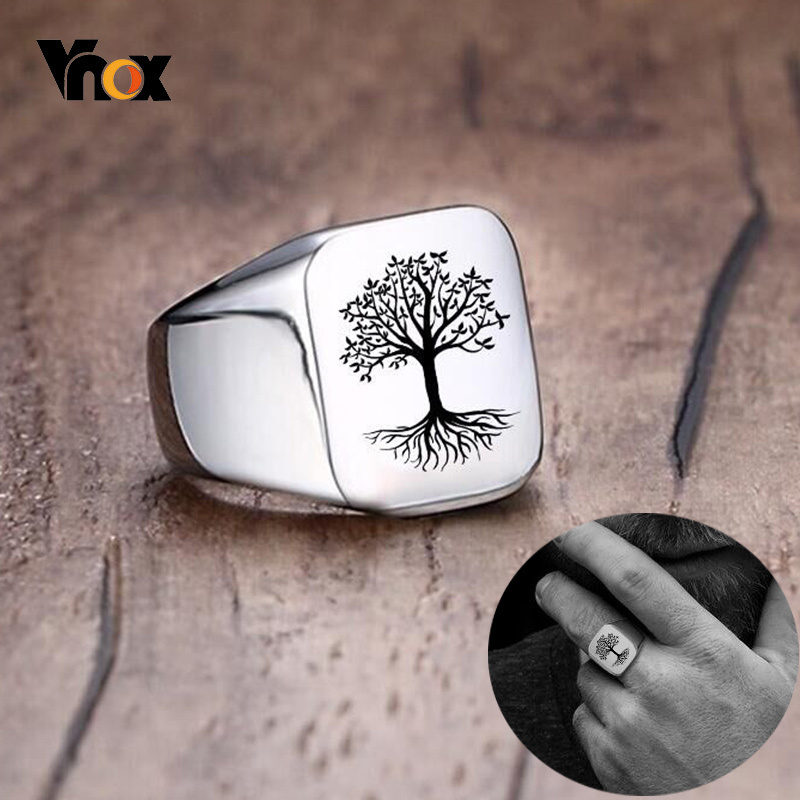 Vnox Rock Punk Tree Of Life Si - Signet Ring Men のレビューと価格