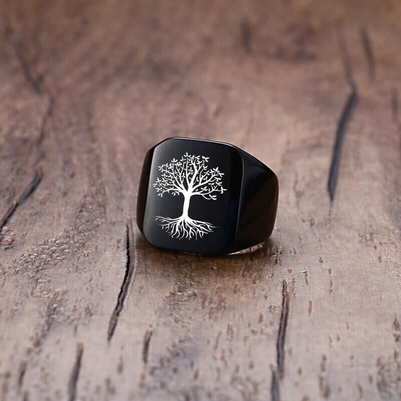 Vnox Rock Punk Tree Of Life Si - Signet Ring Men のレビューと価格