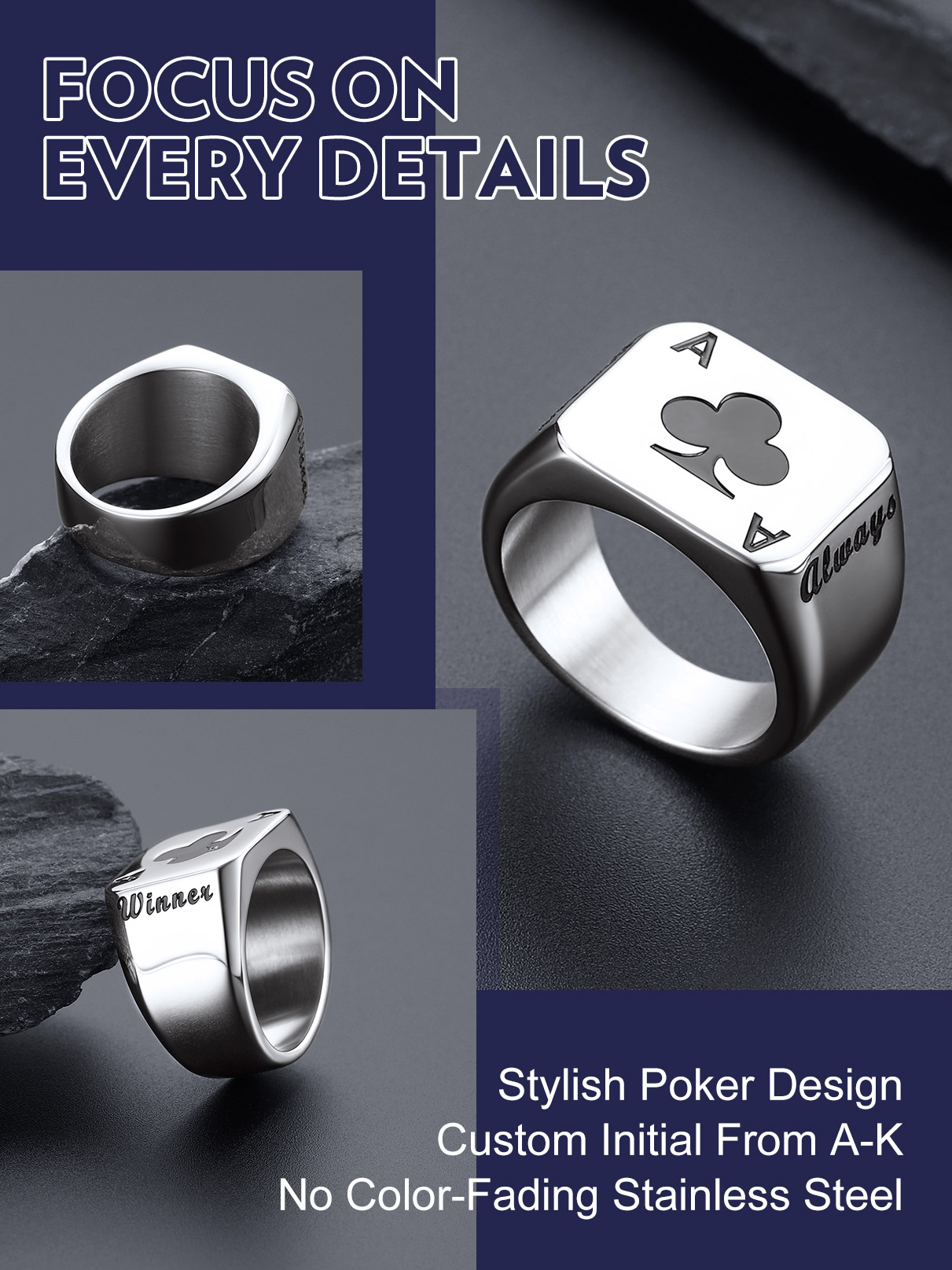 U7 Customized Square Rectangle - Signet Ring Men のレビューと価格