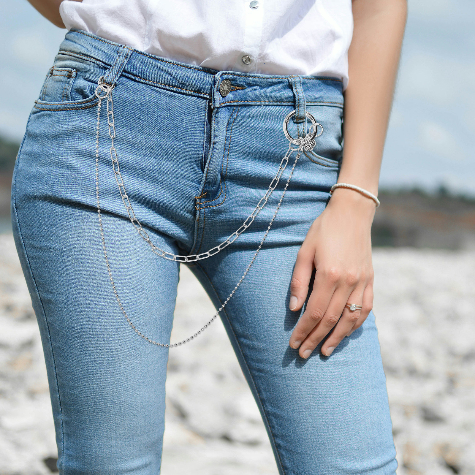 Hip-Hop Pants Men Women Alloy  - Men'S Accessories For Jeans のレビューと価格