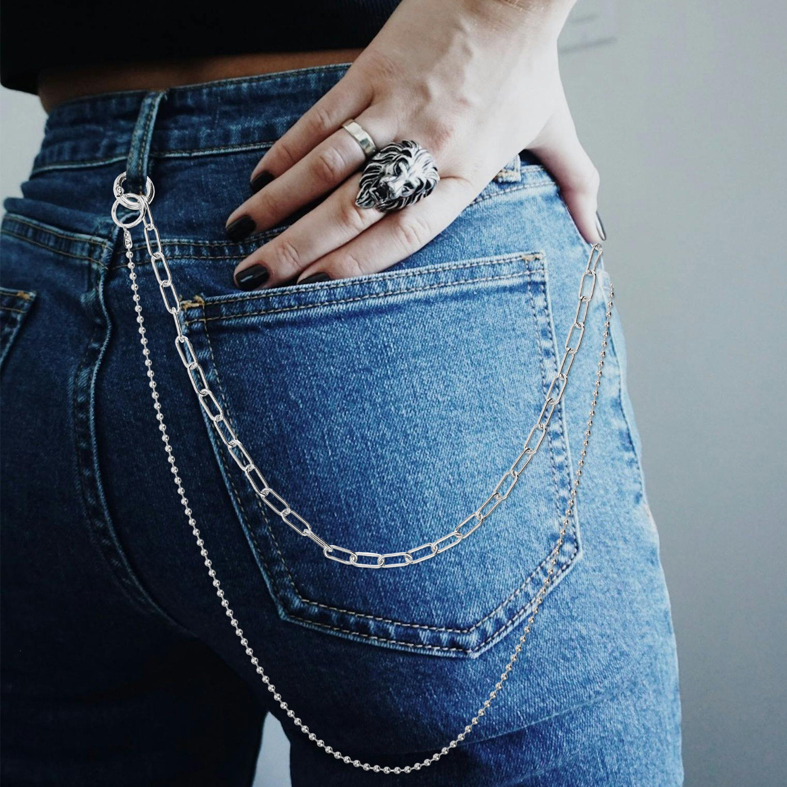 Hip-Hop Pants Men Women Alloy  - Men'S Accessories For Jeans のレビューと価格