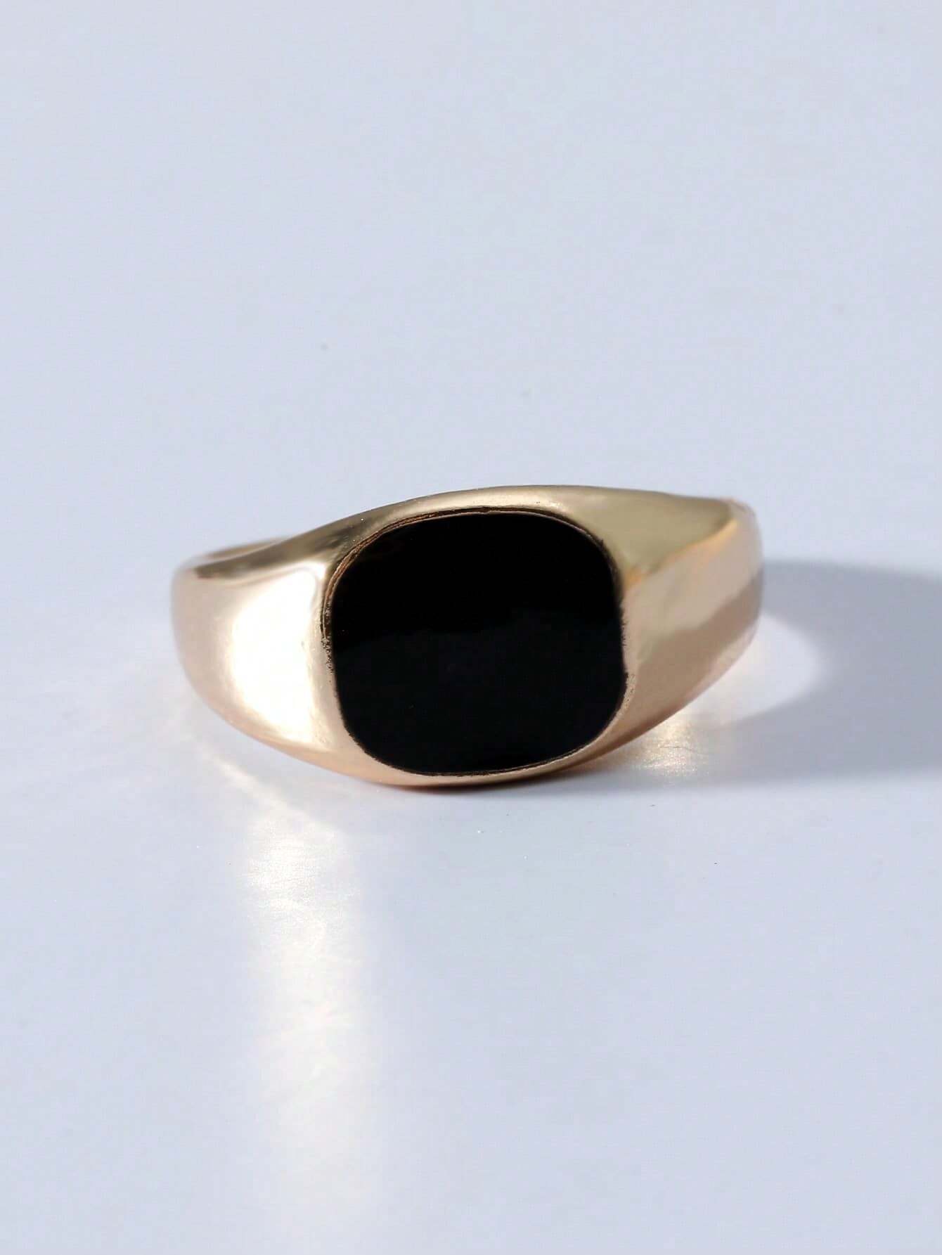 Minimalist Gold-Tone Signet Ri - Signet Ring Men のレビューと価格