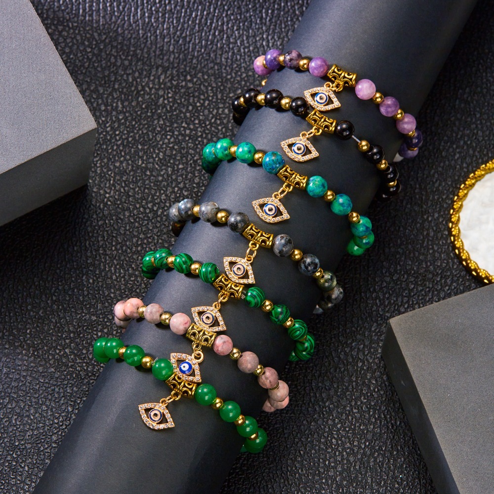 Natural Stone Evil Eye Bracele - Men Accessories Evil Eye のレビューと価格