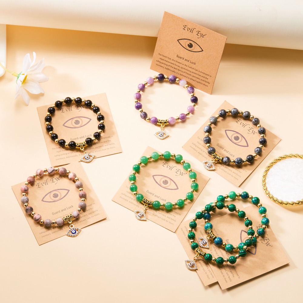 Natural Stone Evil Eye Bracele - Men Accessories Evil Eye のレビューと価格