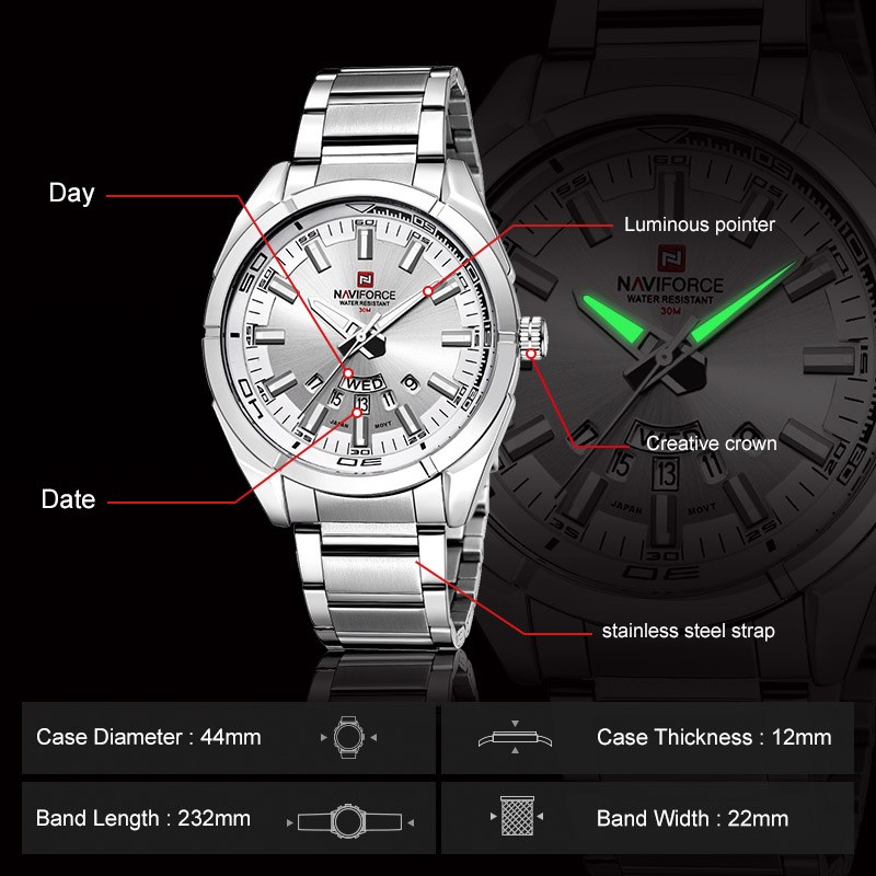 NAVIFORCE Brand Men Watches Fu - Men'S Accessories Luxury Brands のレビューと価格