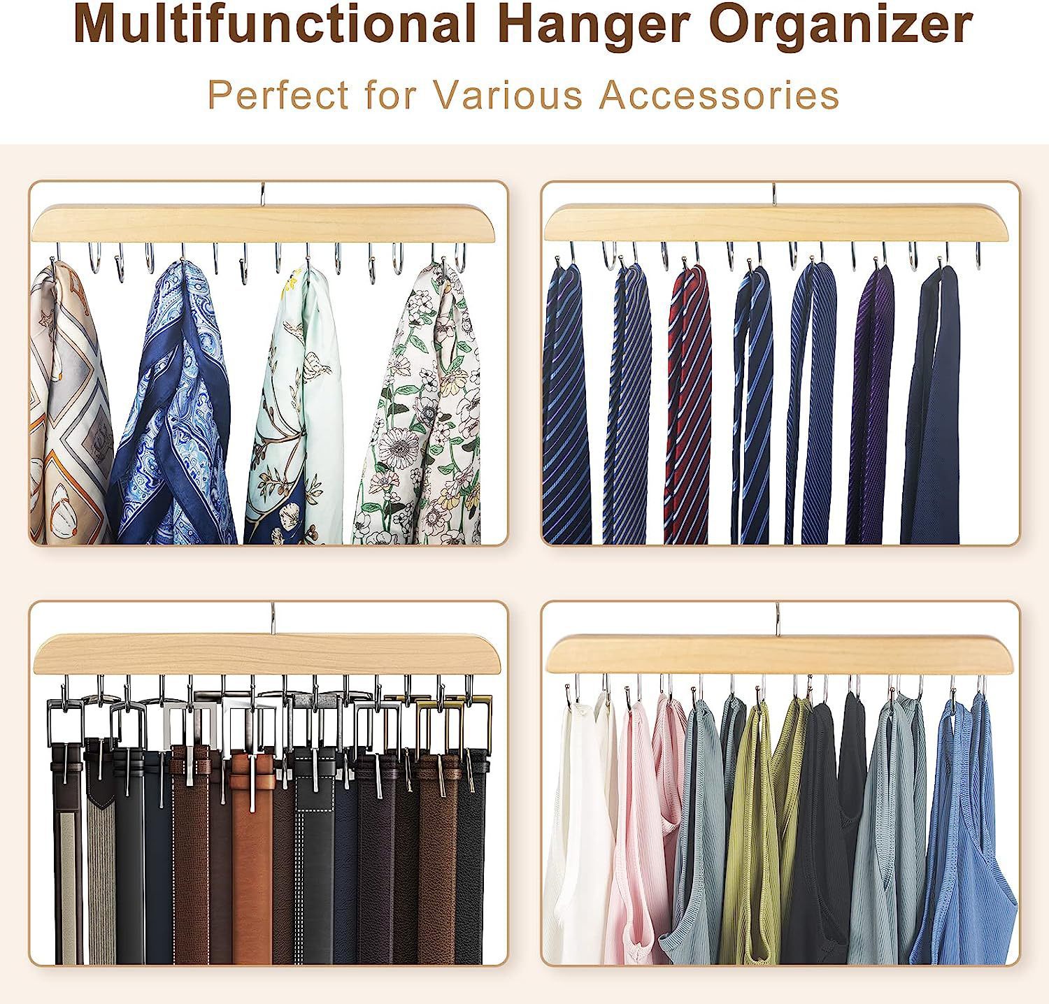 Wooden Belt Rack Women Storage - Men'S Accessories Organizer For Wardrobe のレビューと価格