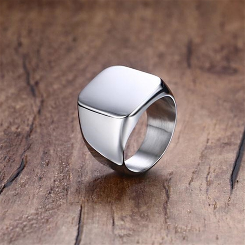 Fashion Men Black Smooth Stain - Signet Ring Men のレビューと価格