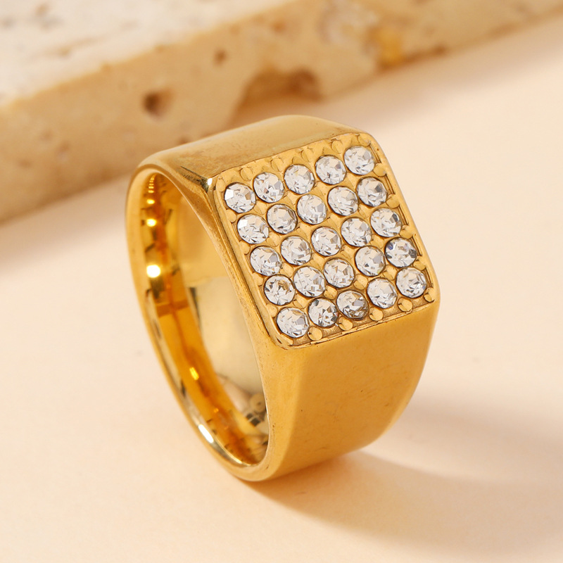 14mm Delicate Shiny Cubic Zirc - Signet Ring Men のレビューと価格