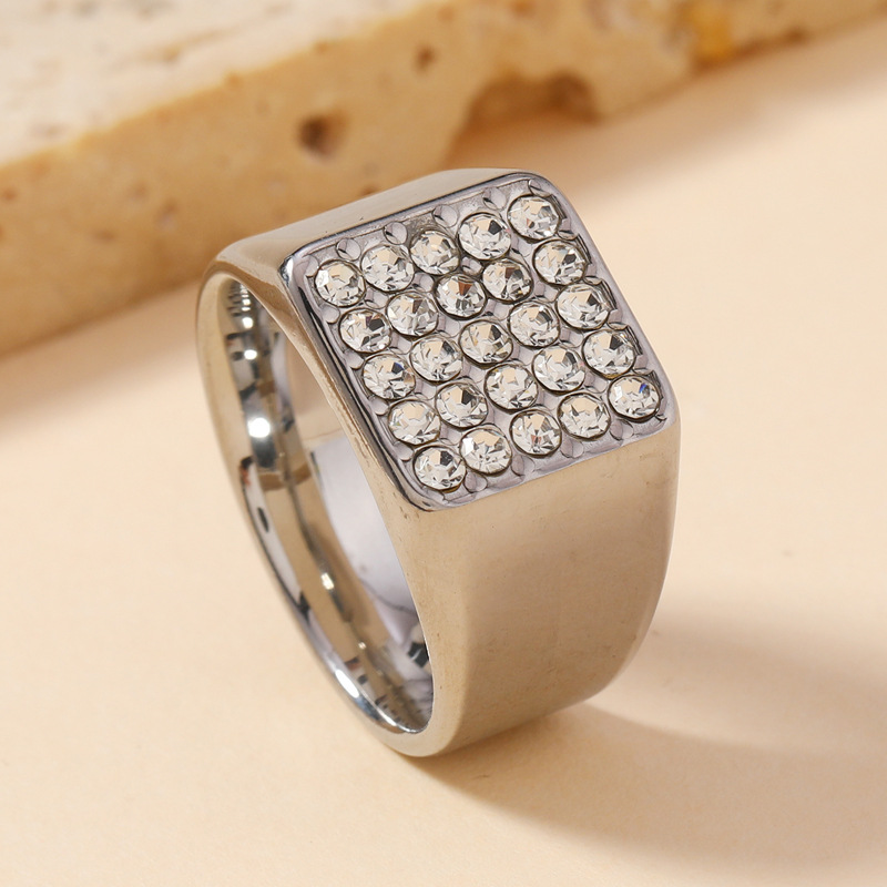 14mm Delicate Shiny Cubic Zirc - Signet Ring Men のレビューと価格