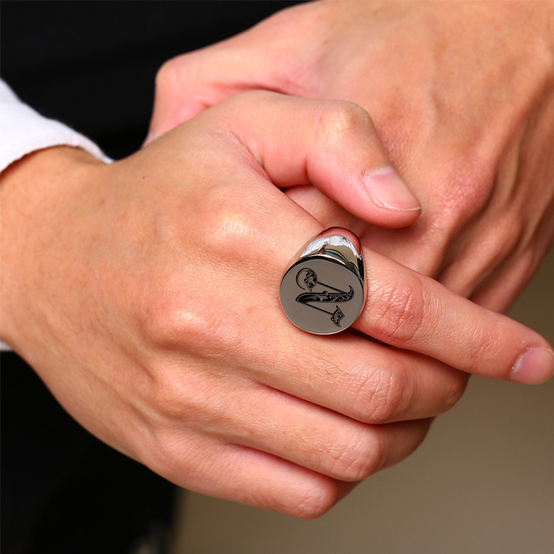 Vnox Stylish Pattern Font Init - Signet Ring Men のレビューと価格